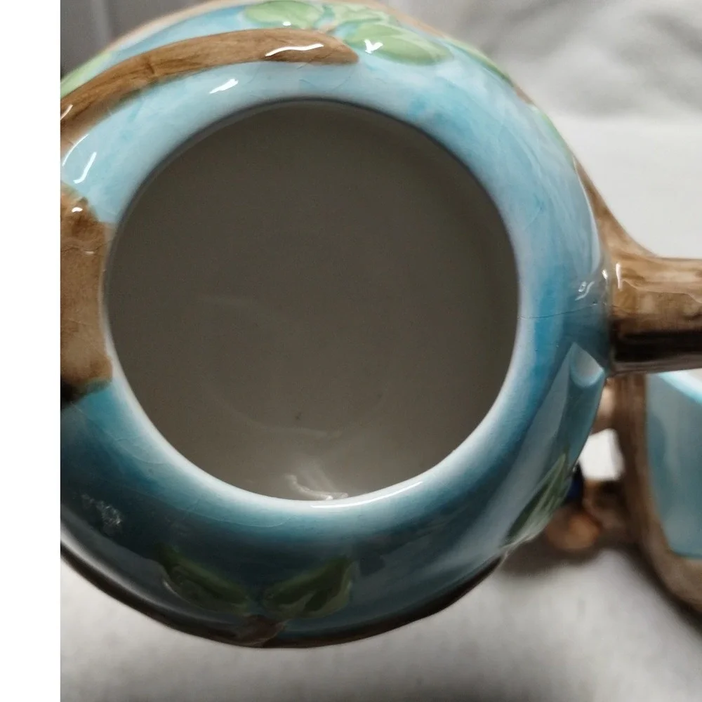 Vintage Bear Treehouse Teapot Teacup Set‎ Ceramic Blue Woodland Cottage